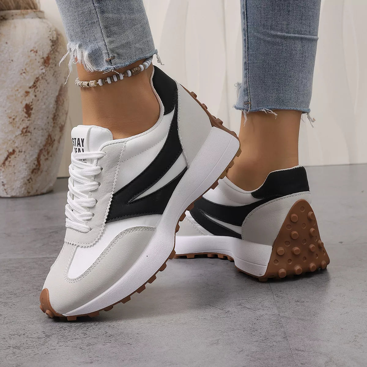 Color‑Blocked Platform Casual Sneakers - Lilixa.store
