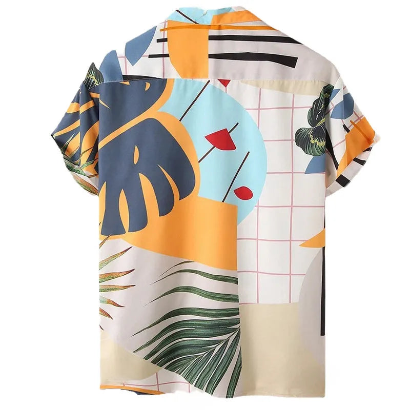 Men's Full Size Printed Short Sleeve Shirt and Shorts Set Plus Size in Flower, view 3