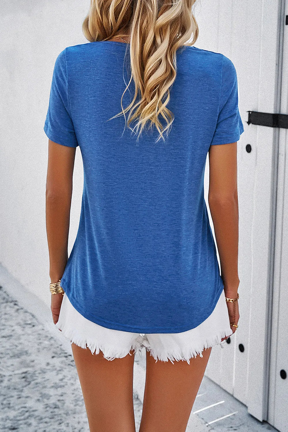 Devine V-Neck Short Sleeve T-Shirt - Lilixa.store
