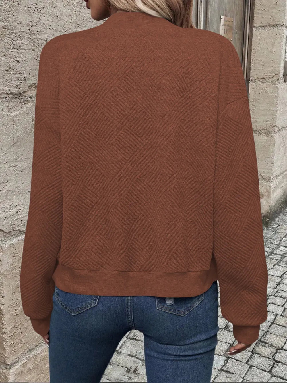 Textured Zip Up Long Sleeve Jacket, view 17