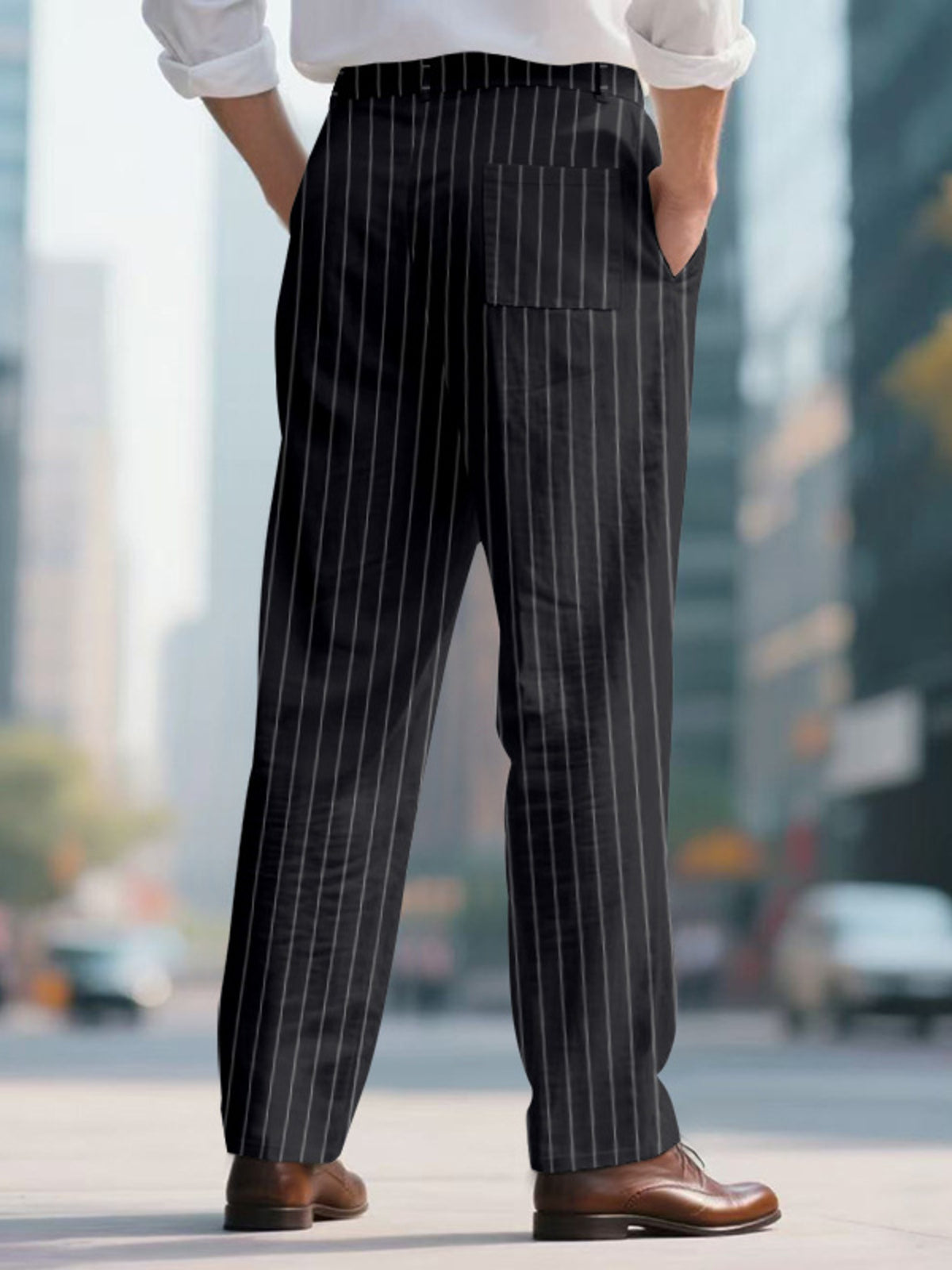 Men's Full Size Striped Wide Leg Pant Plus Size, view 3