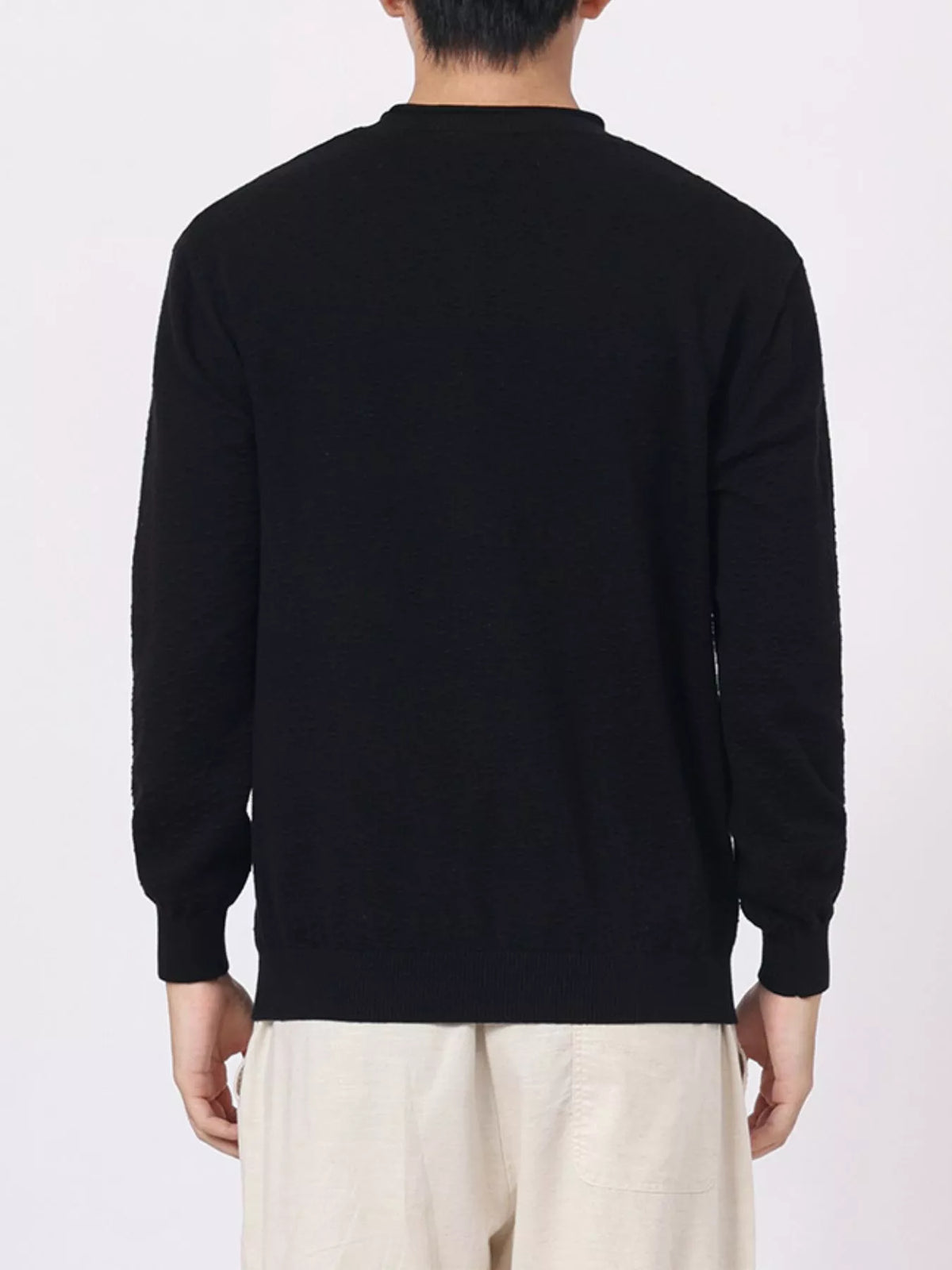 Men's Plus Size Textured Crew Neck Sweater, view 6