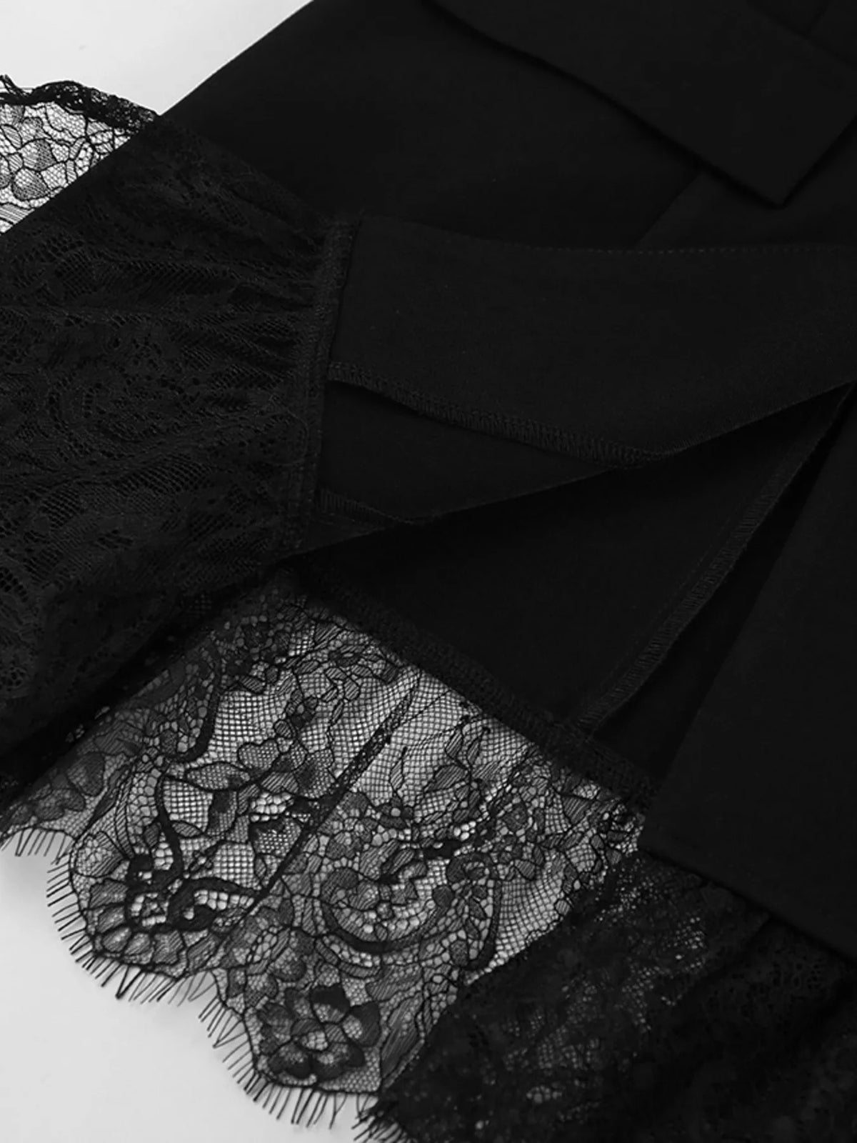 Lace Hem Lapel Collar Blazer - Lilixa.store