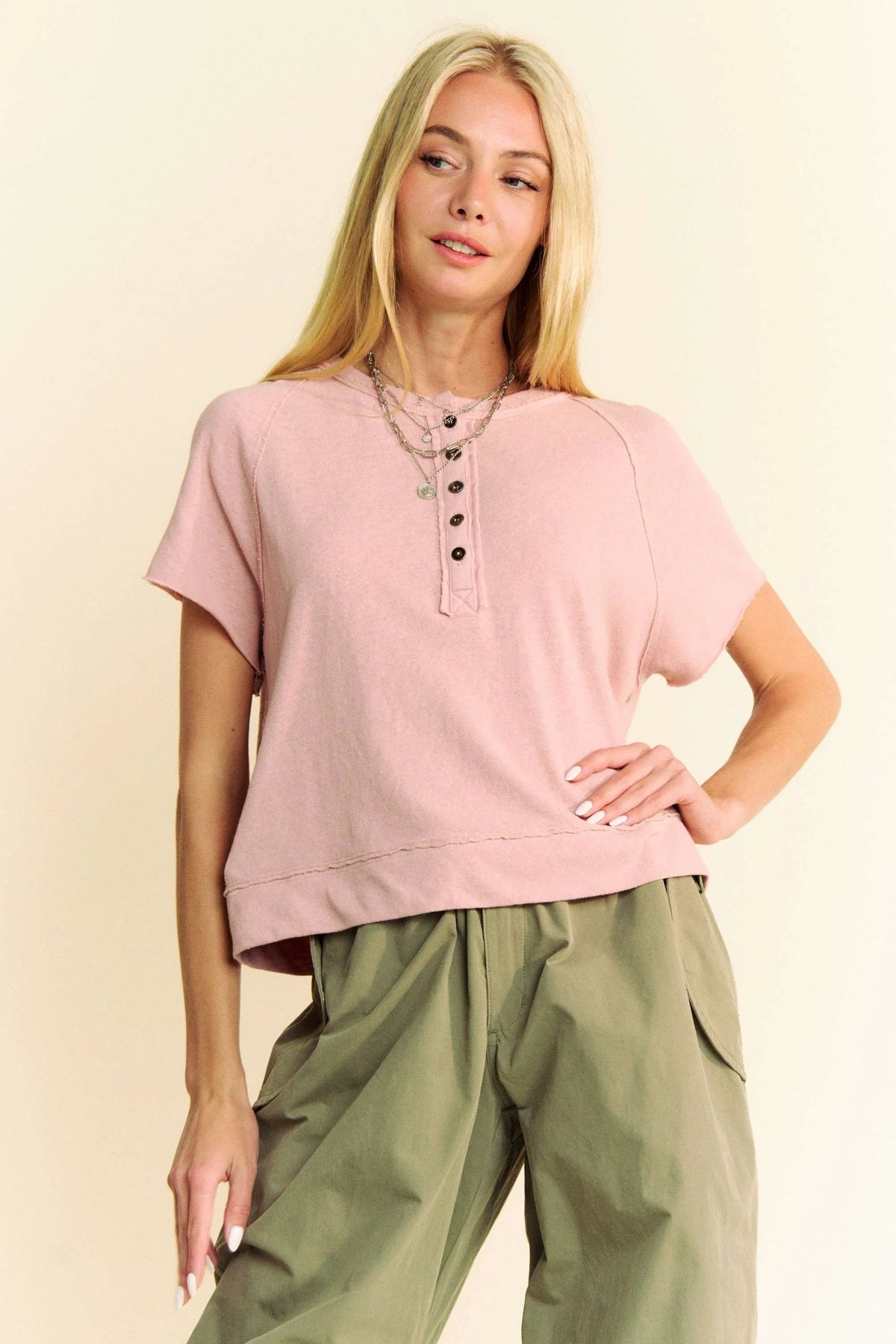 Davi & Dani Breezy Knit Fabric Short Sleeve T-shirt Top - Lilixa.store