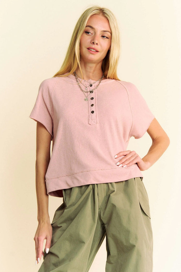 Davi & Dani Breezy Knit Fabric Short Sleeve T-shirt Top - Lilixa.store