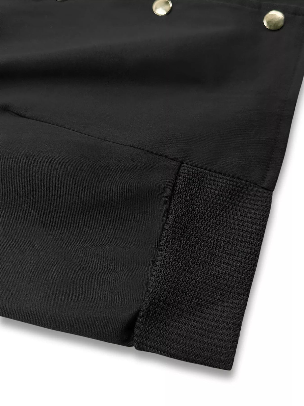 Snap Down Cropped Bomber Jacket in Black, view 6