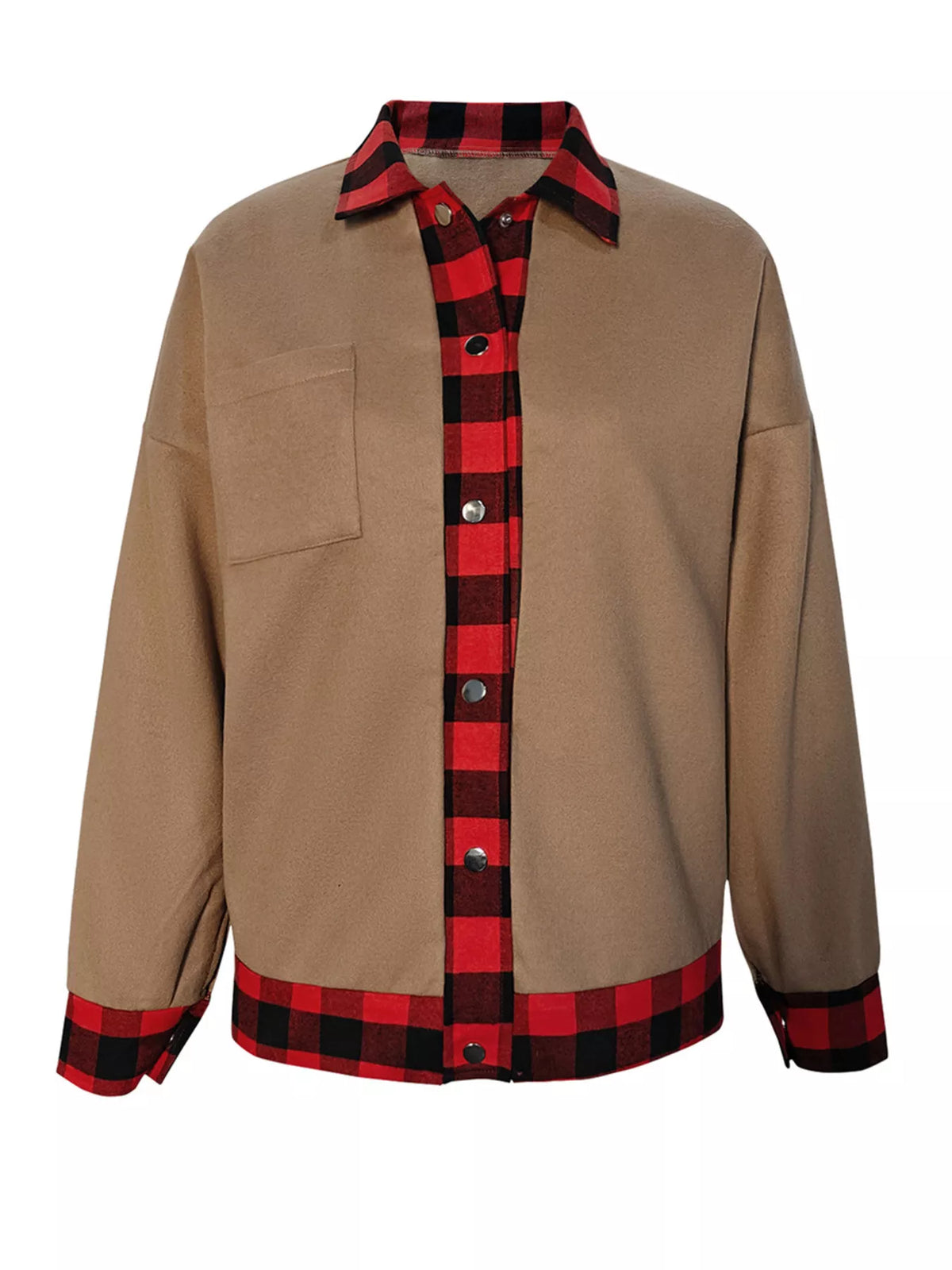 Plaid Button Up Casual Outerwear - Lilixa.store