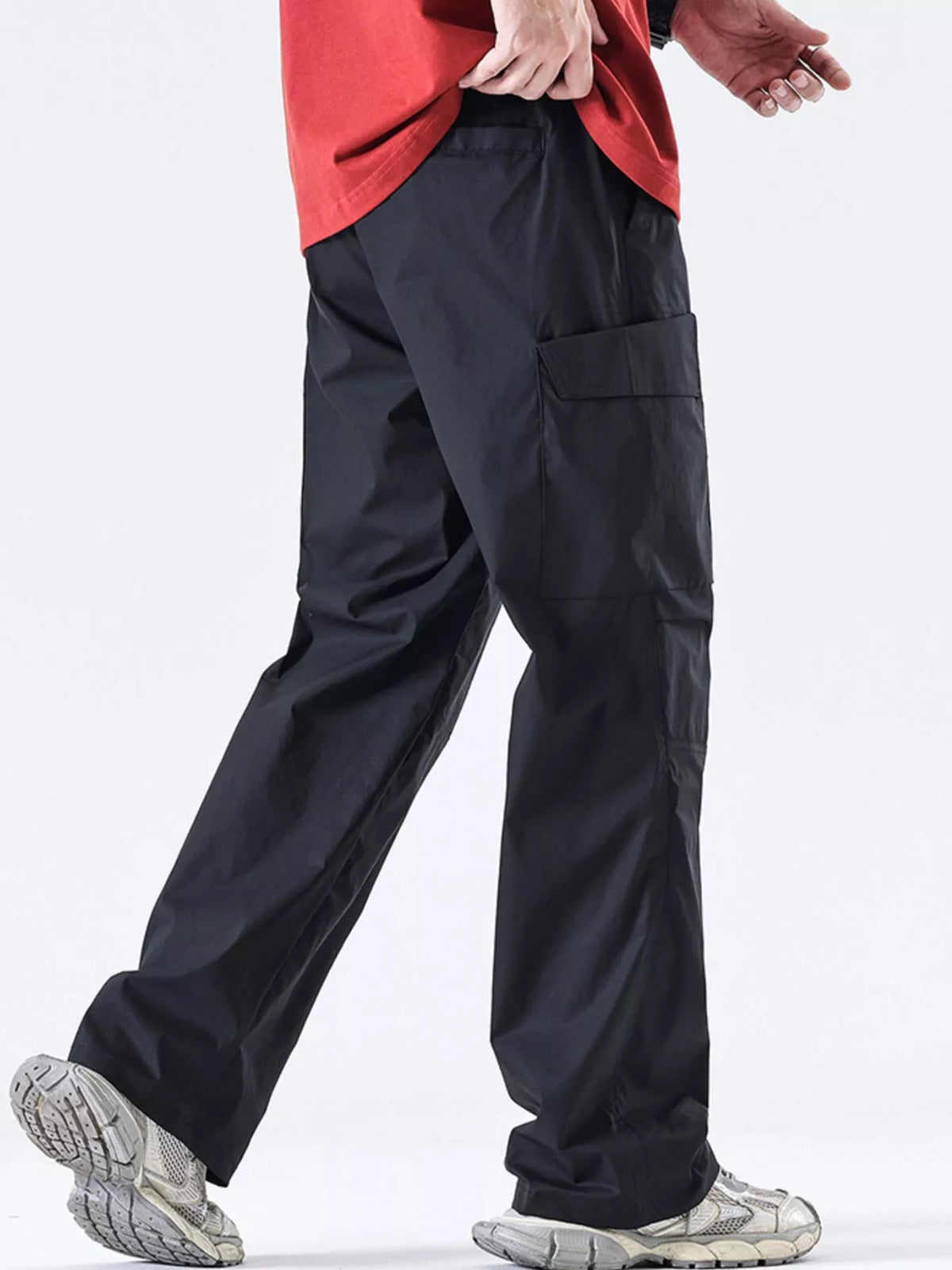 Men's Full Size Drawstring Wide Leg Cargo Pants Plus Size, view 4