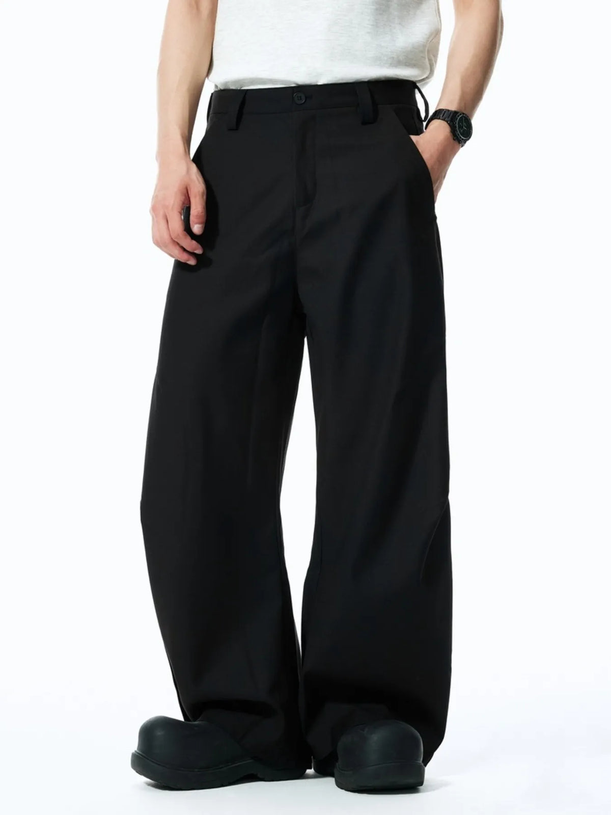 Men's Wide Leg Casual Pants in Black