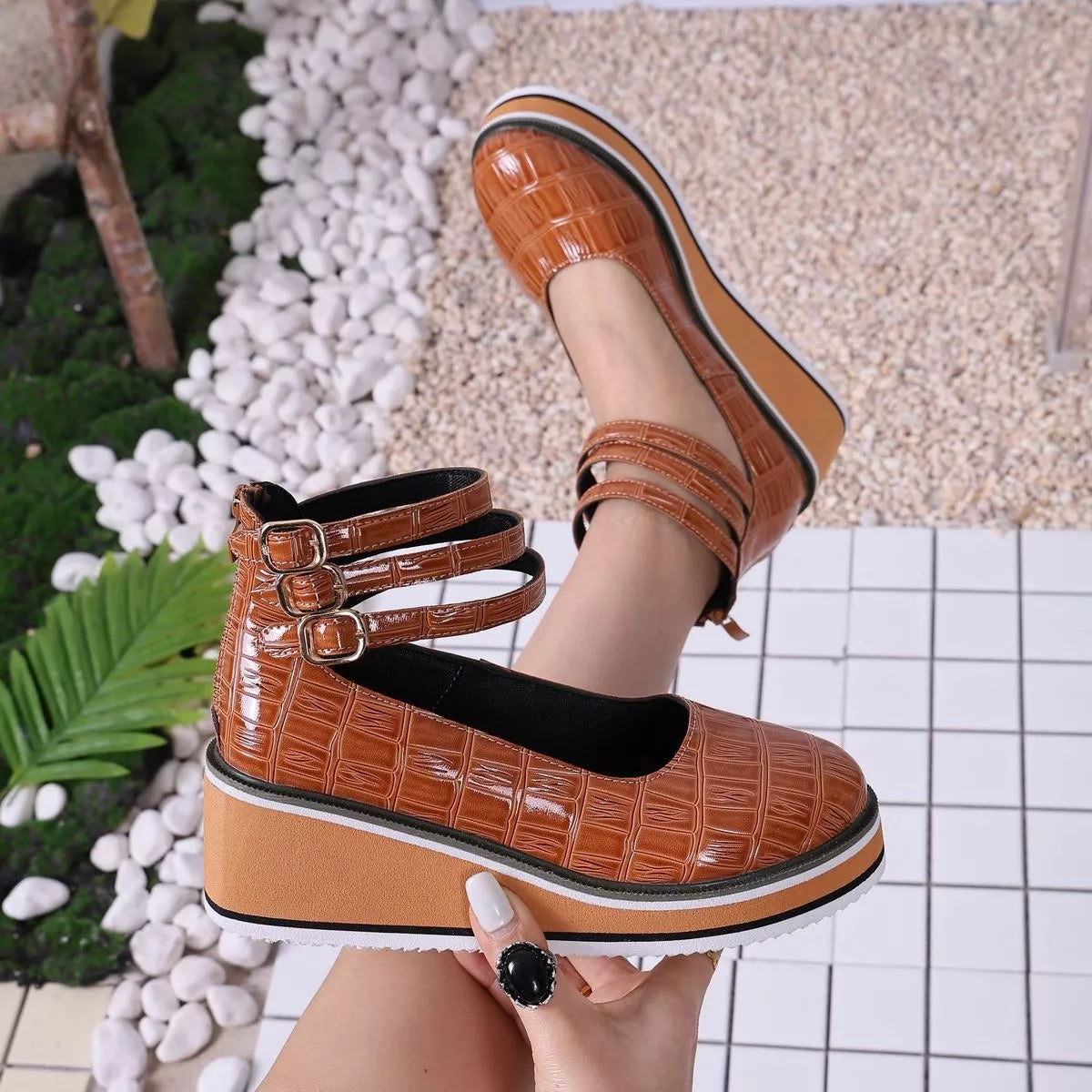 Multi-Strap Wedge Pumps - Lilixa.store