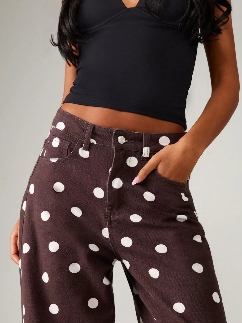 Polka Dot Wide-Leg Jeans - Lilixa.store