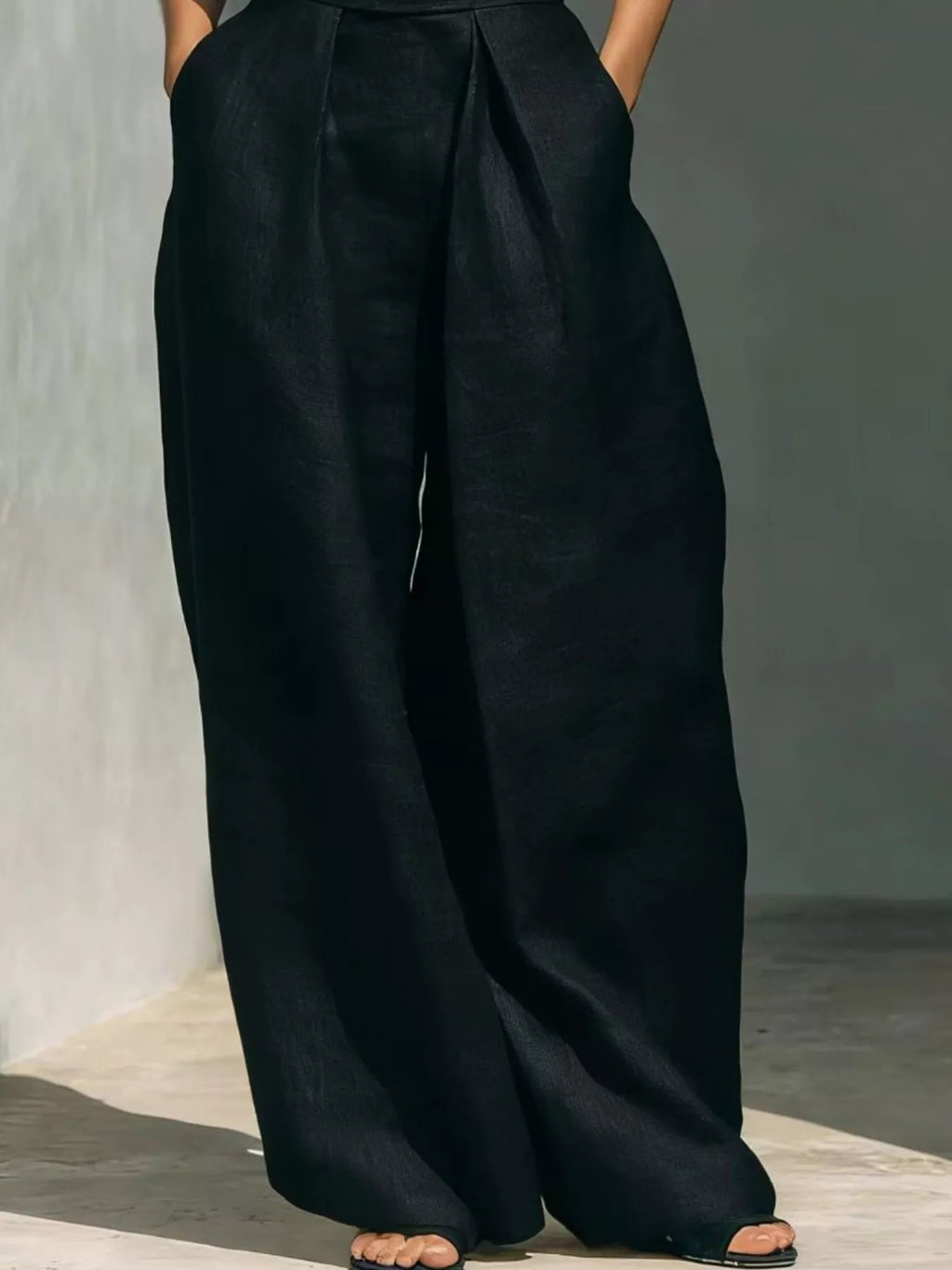 Full Size Turtleneck Sleeveless Top and Wide Leg Pants Set Plus Size - Lilixa.store