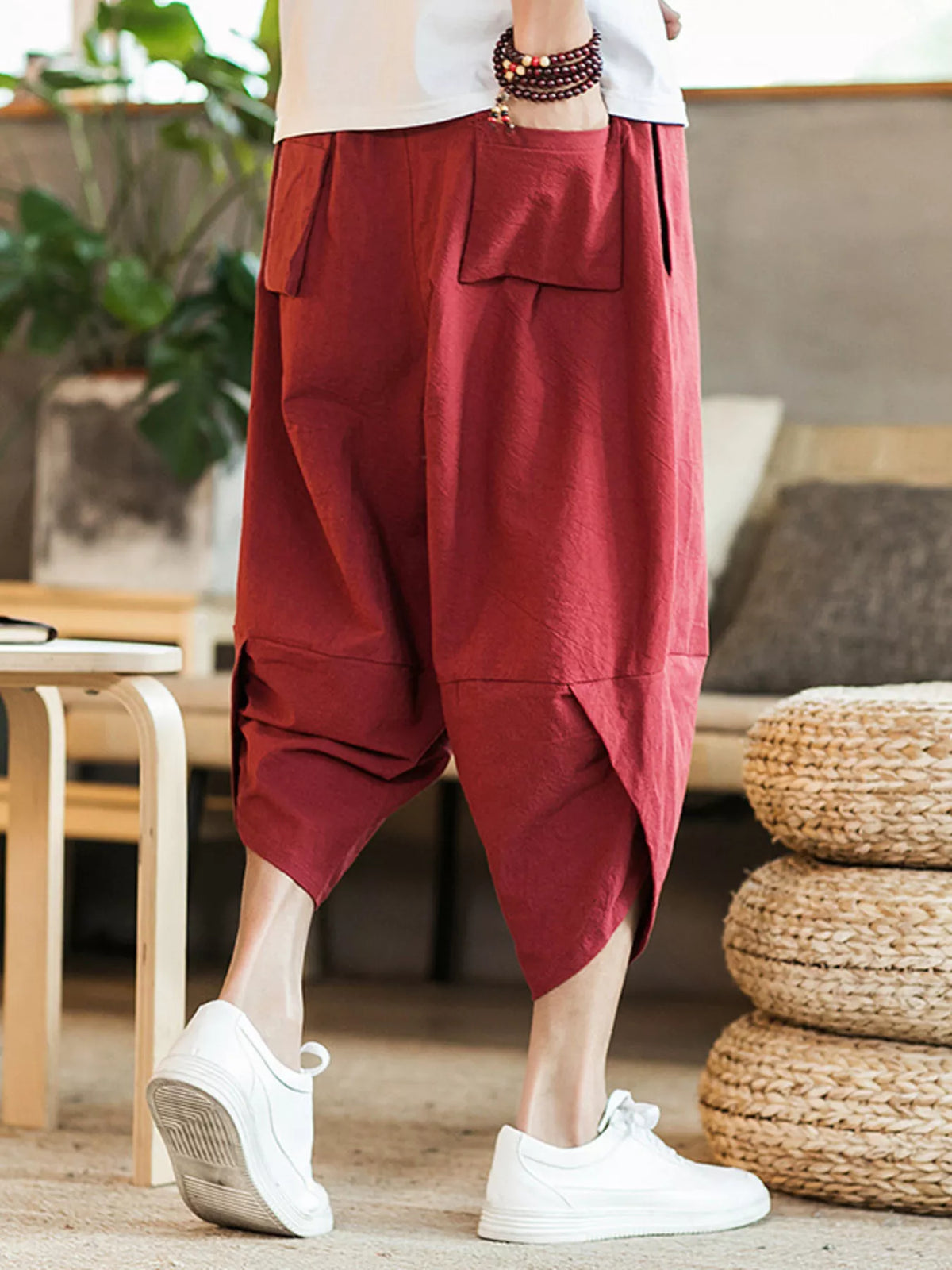 Men's Plus Size Embroidered Koi Fish Harem Pants, view 2