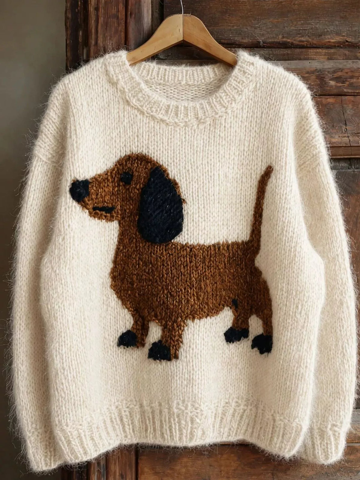 Dachshund Dropped Shoulder Sweater - Lilixa.store