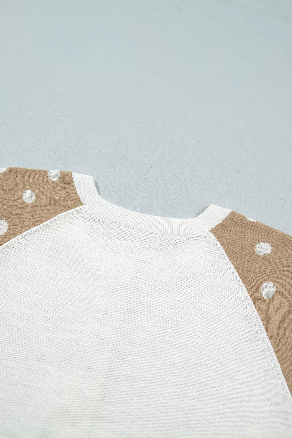 Polka Dot Contrast Long Sleeve Button V Neck Sweater