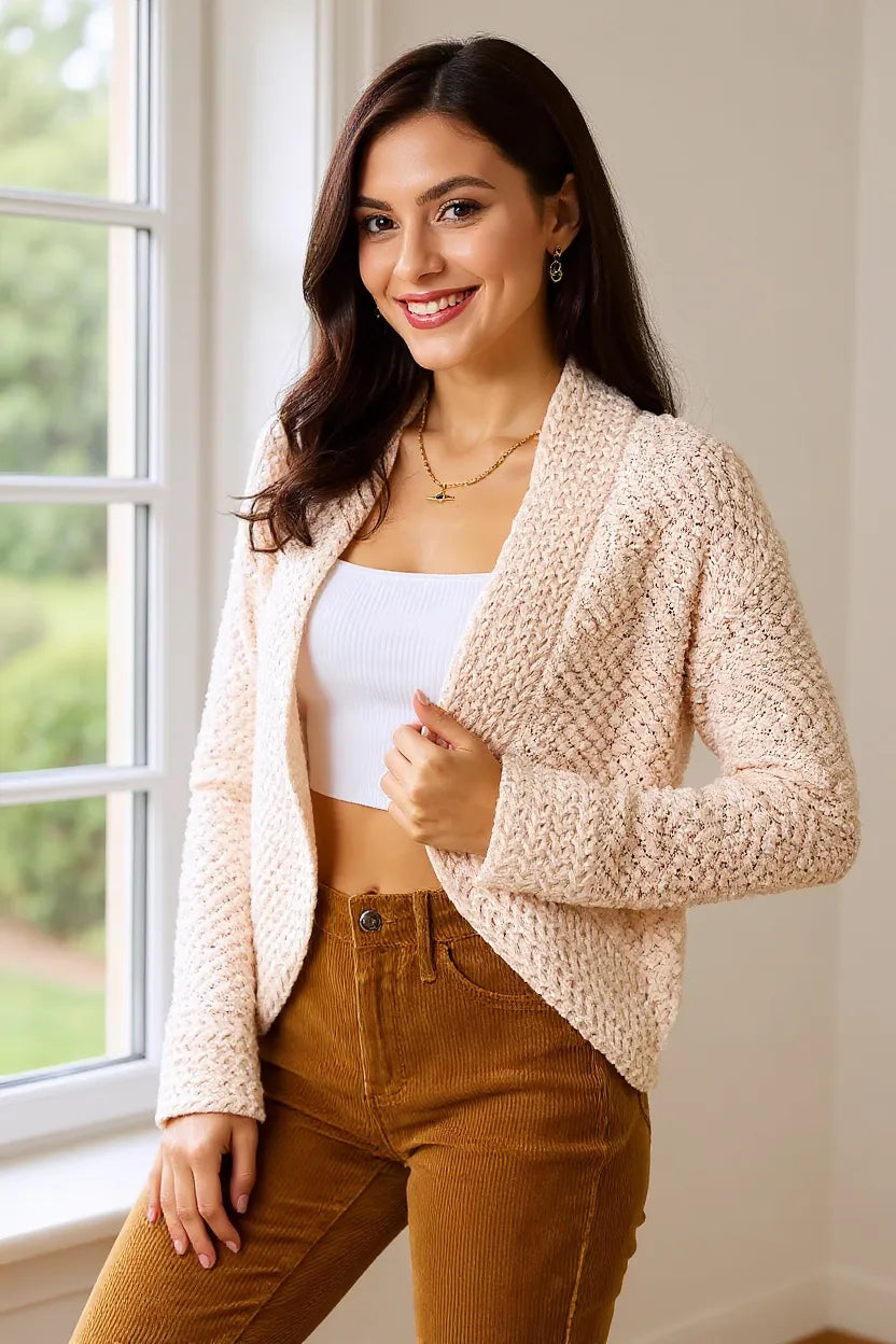 Double Take Open Front Long Sleeve Cardigan - Lilixa.store