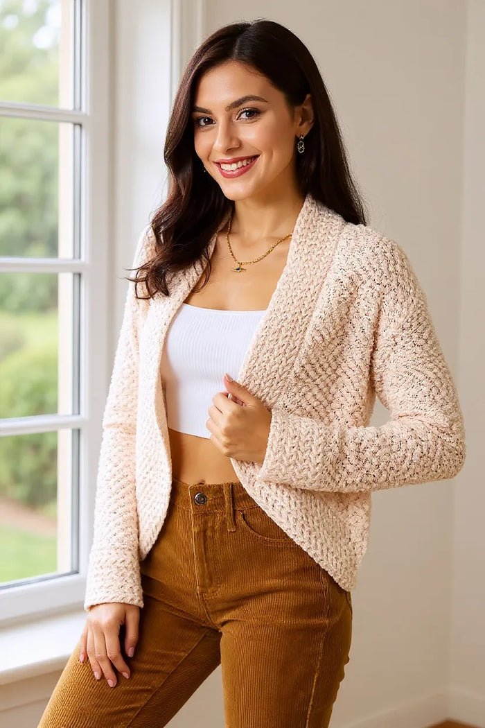 Double Take Open Front Long Sleeve Cardigan - Lilixa.store