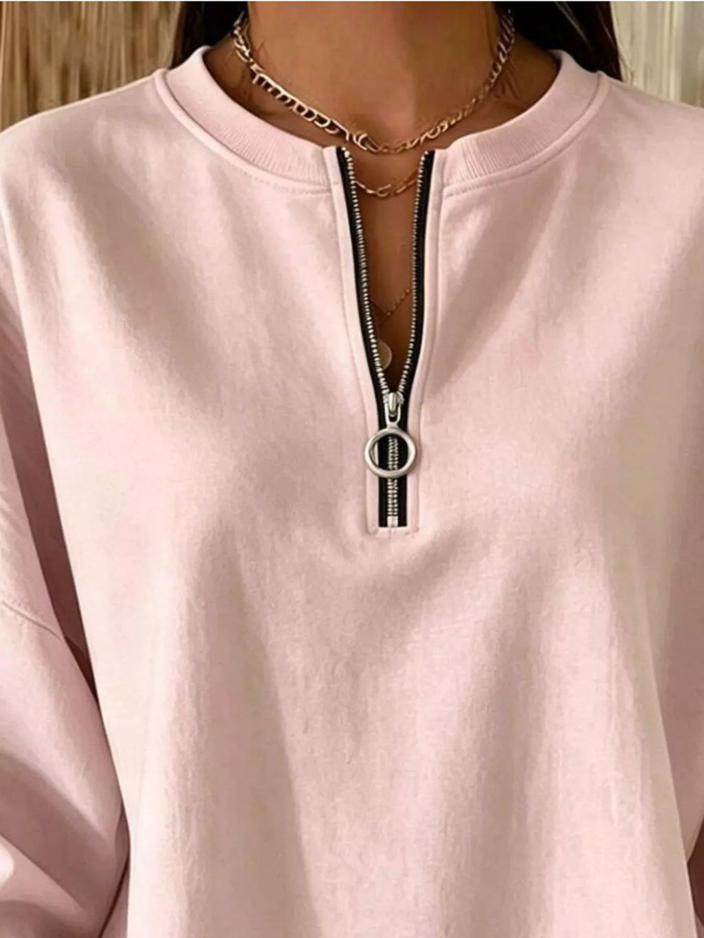 Quarter-Zip Dropped Shoulder Sweatshirt - Lilixa.store