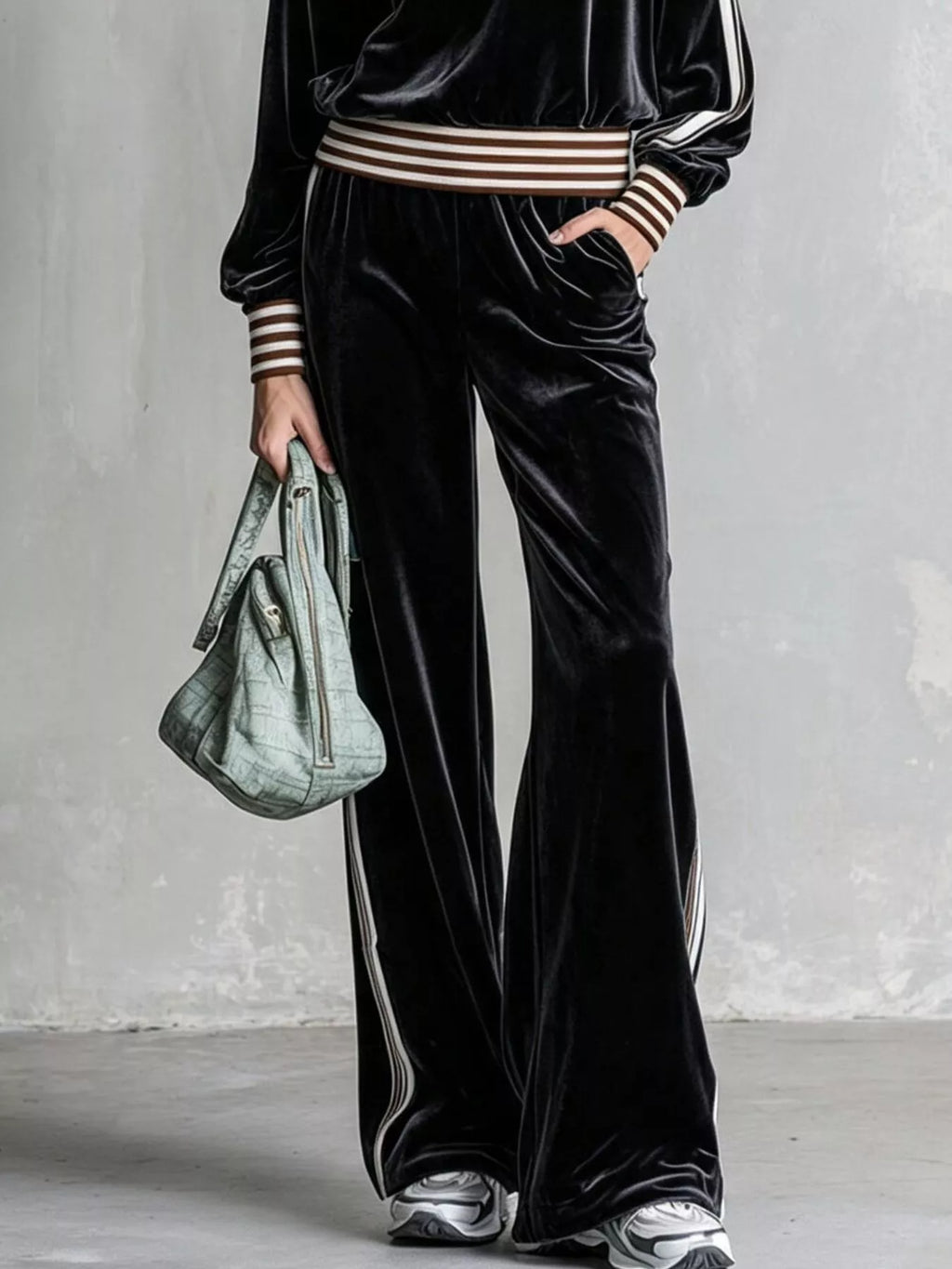 Striped Half Zip Top and Pants Set - Lilixa.store