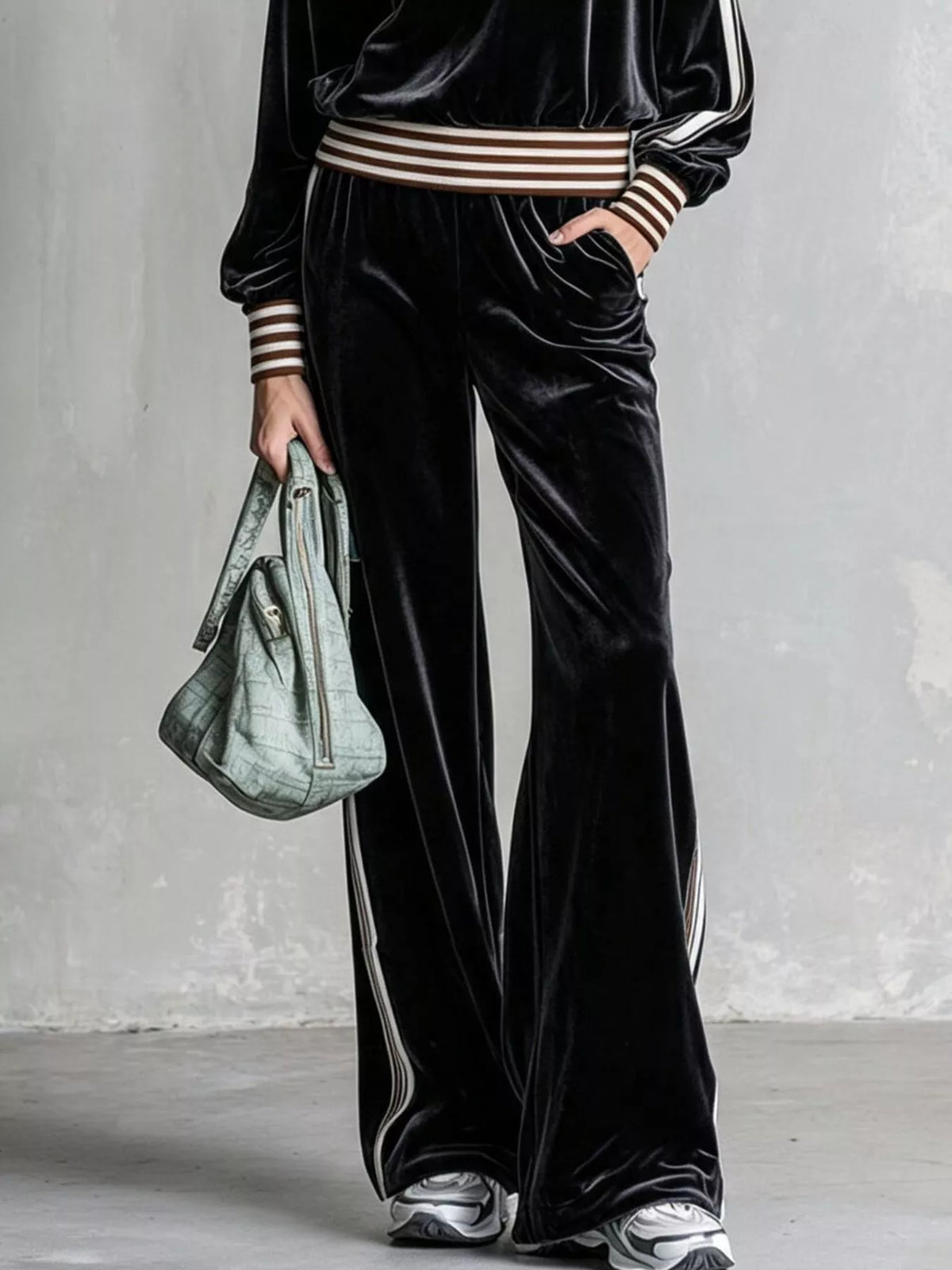 Striped Half Zip Top and Pants Set - Lilixa.store
