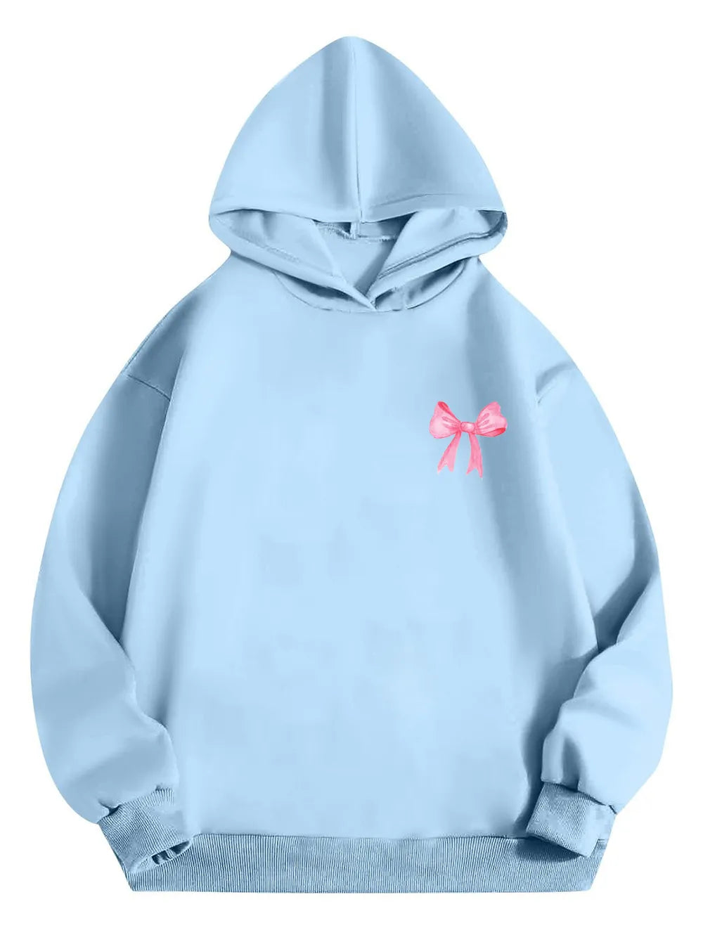 Bow Print Long Sleeve Hoodie - Lilixa.store