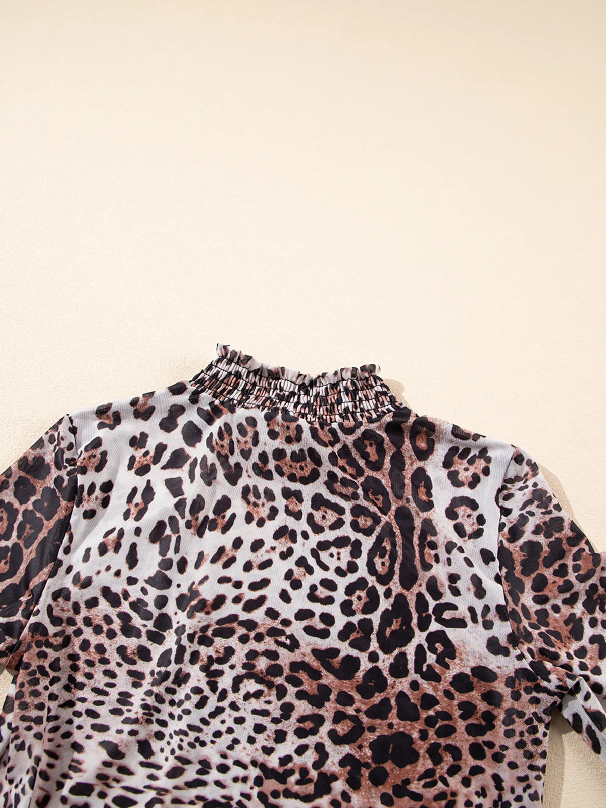 Leopard Print Long Sleeve Mock Neck Bodysuit - Lilixa.store