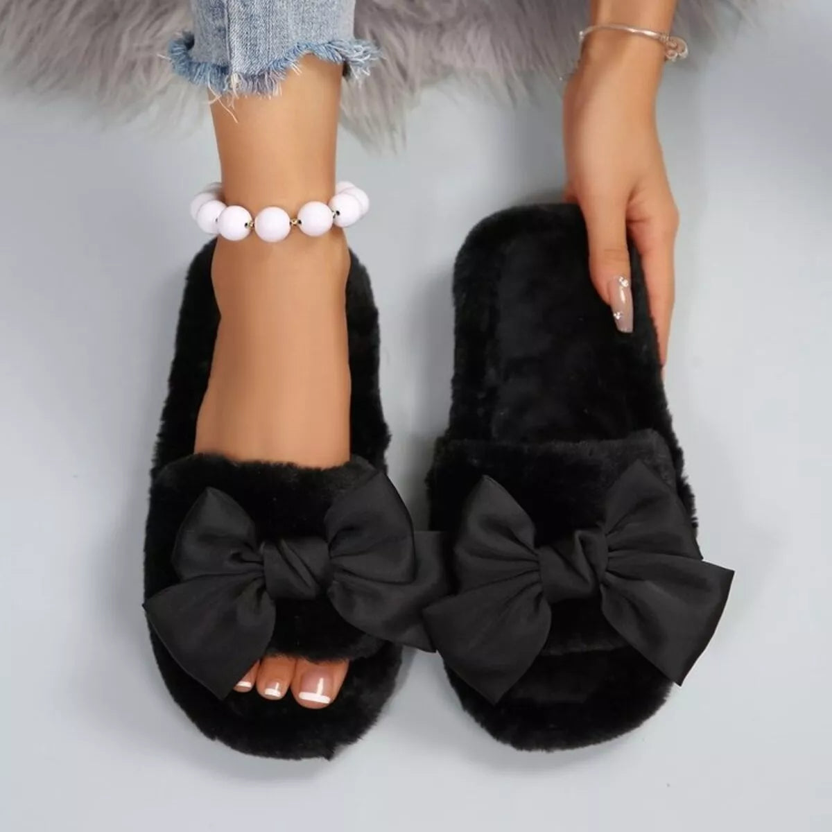 Bow Open Toe Flats Slippers - Lilixa.store