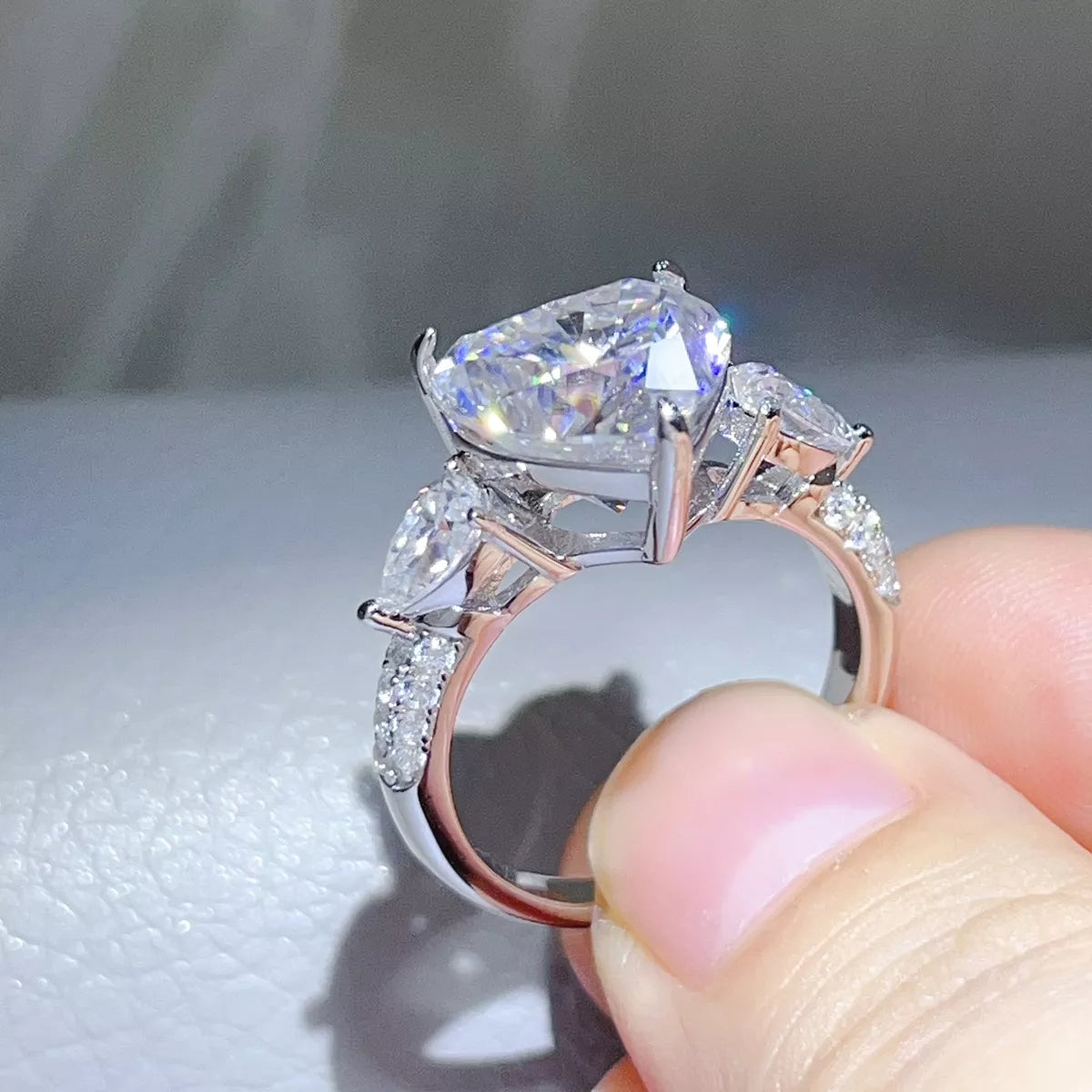6 Carat 925 Sterling Silver Moissanite Heart Ring