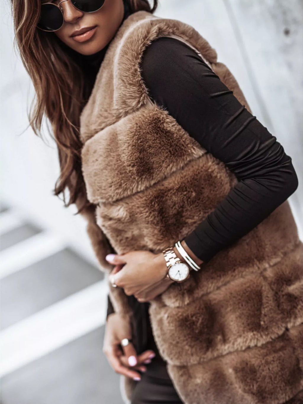 Faux Fur Longline Vest Coat - Lilixa.store