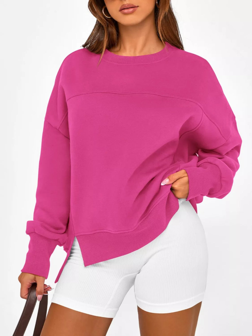 Casual Loose Side Slit Sweatshirt - Lilixa.store