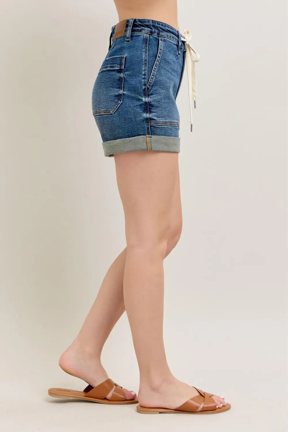 Judy Blue Full Size High Rise Cuff Denim Shorts Plus Size - Lilixa.store