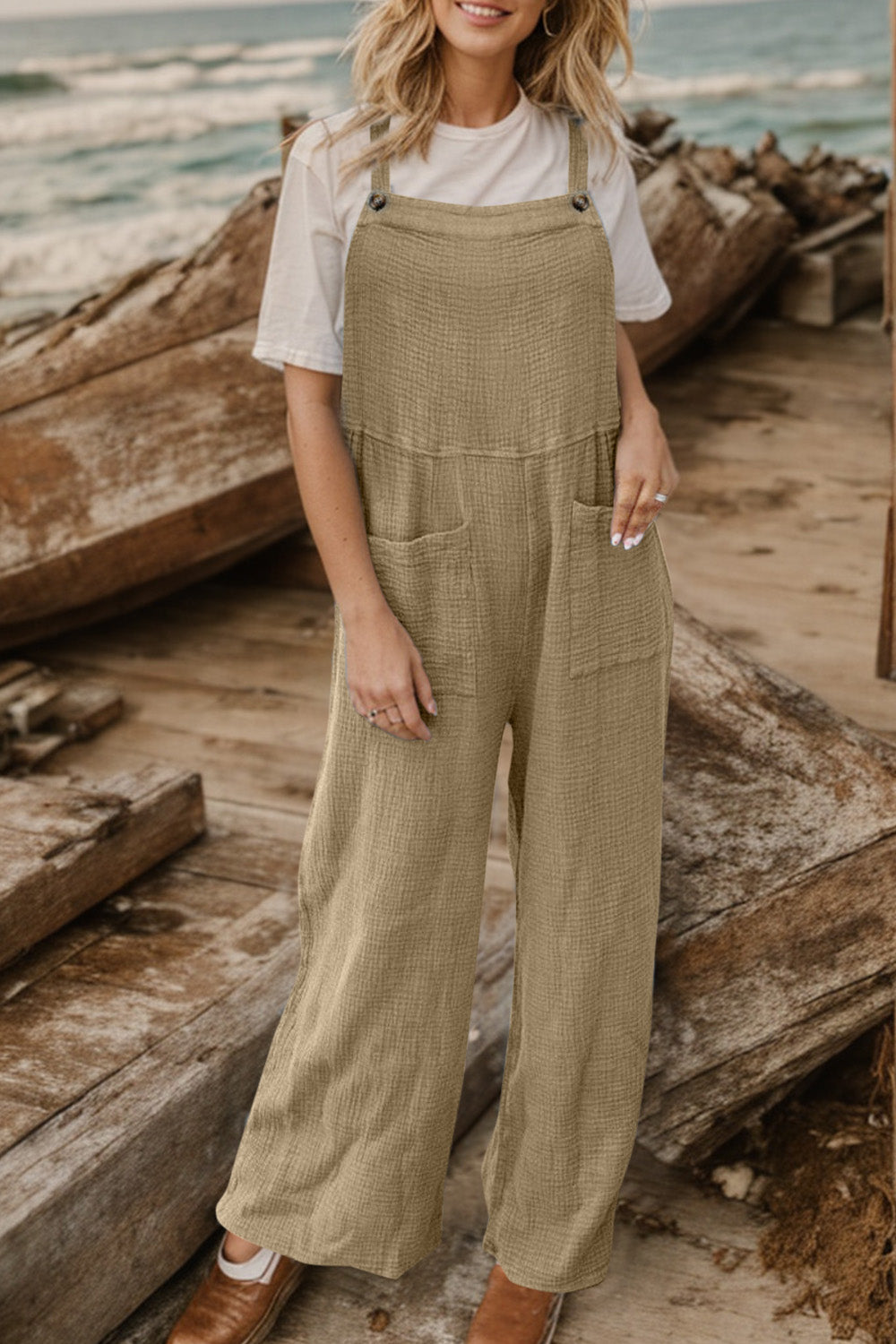 Full Size Wide Leg Front Pocket Jumpsuit - Lilixa.store