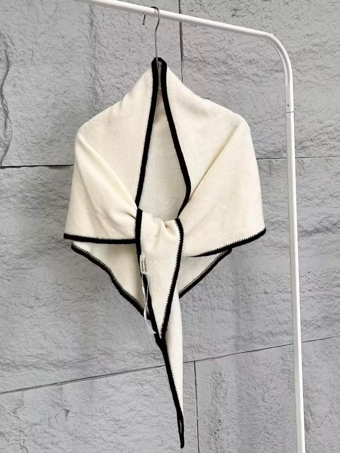 100% Wool Contrast Trim Scarf - Lilixa.store