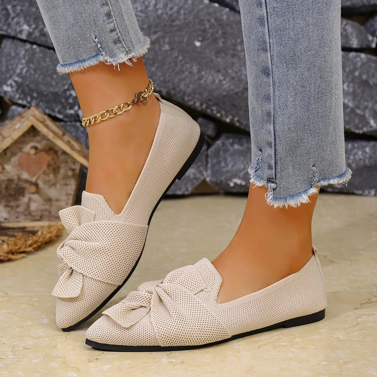 Bow Point Toe Flats Slip-Ons, view 10