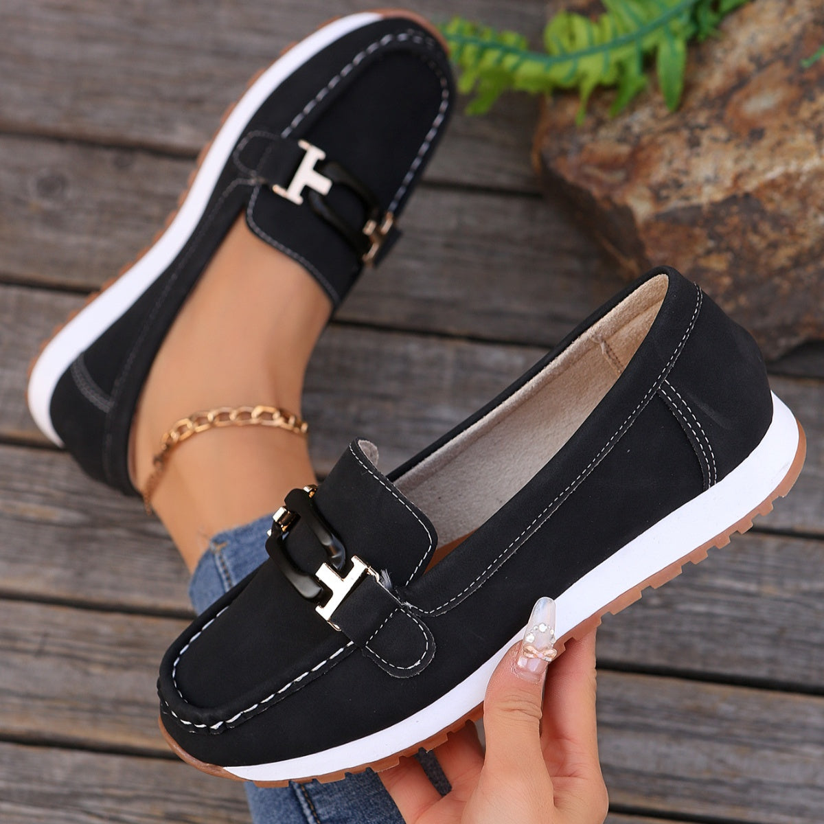 Buckle Decor Casual Slip-Ons, view 2