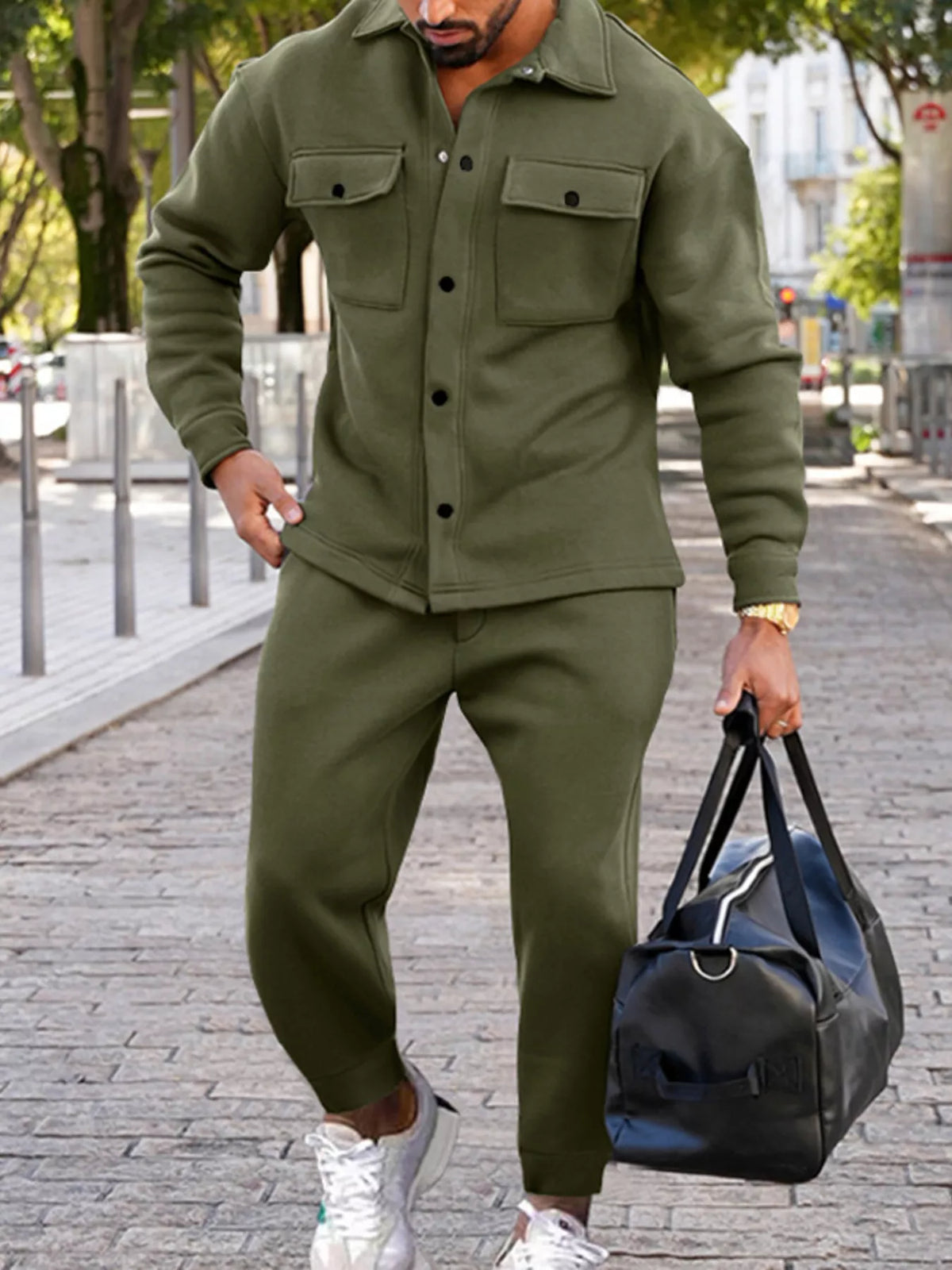 Men's Full Size Long-Sleeve Shirt and Joggers Set Plus Size - Lilixa.store