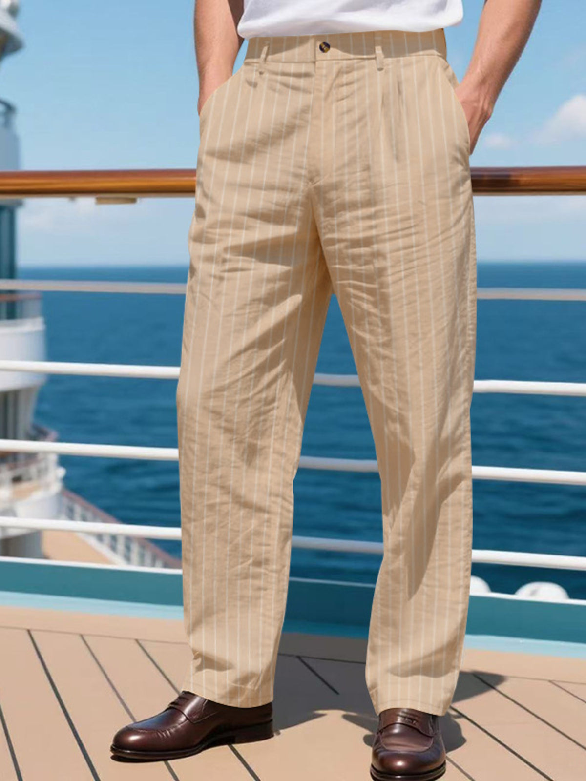 Men's Full Size Striped Wide Leg Pant Plus Size, view 15