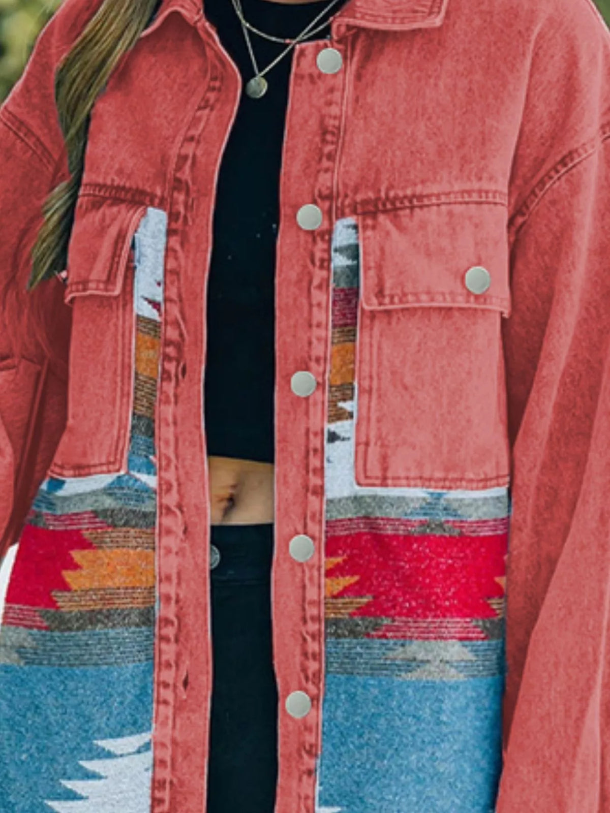 Aztec Print Button Up Jacket, view 2