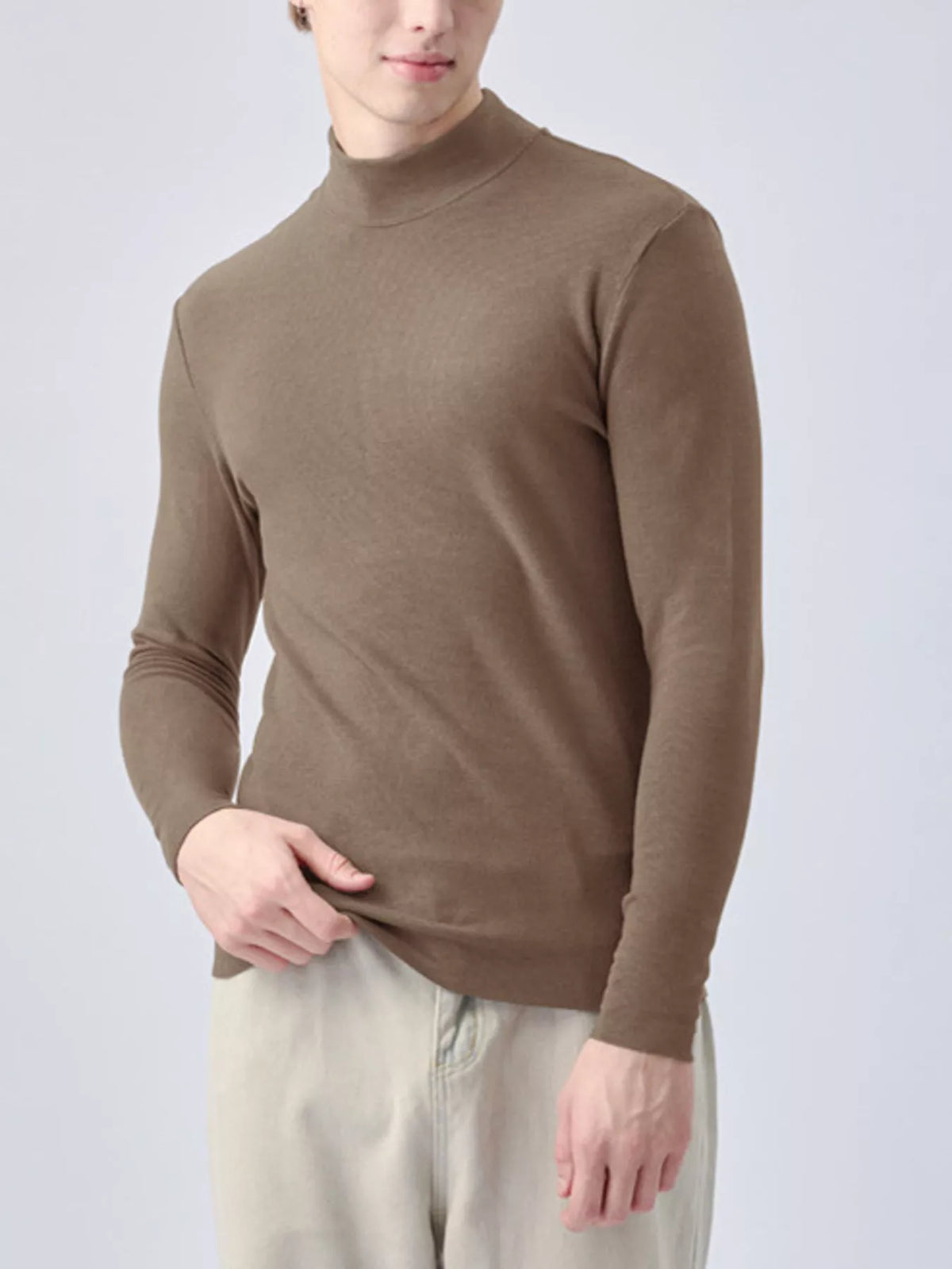 Men's Plus Size Mock Neck Long Sleeve Top