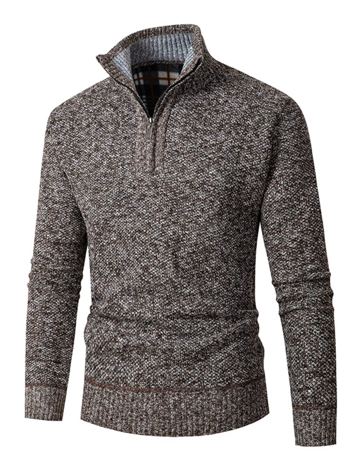 Men's Plus Size Half-Zip Stand Collar Textured Sweater - Lilixa.store