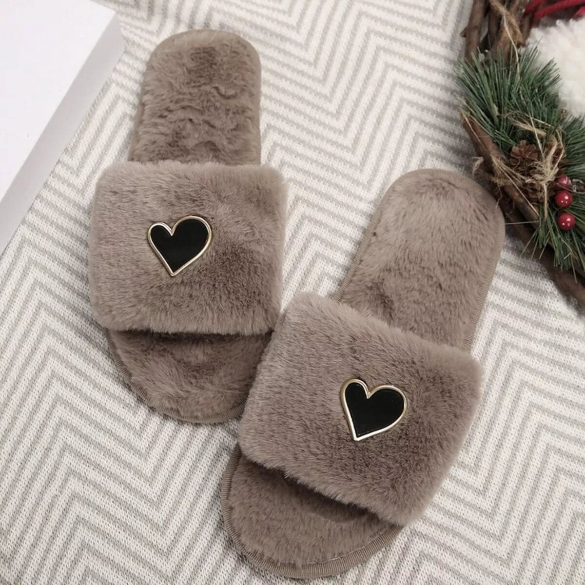 Heart Open Toe Flats Slippers - Lilixa.store