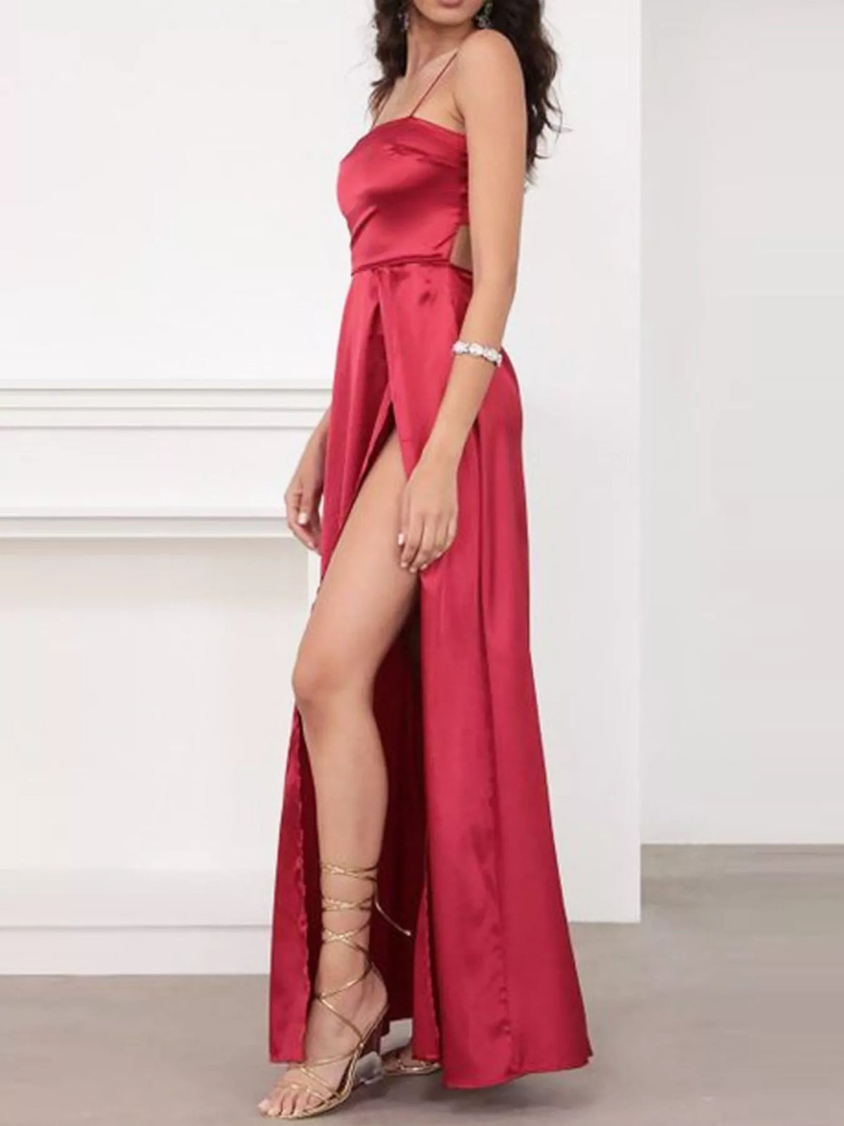 Spaghetti Strap High-Slit Maxi Dress - Lilixa.store