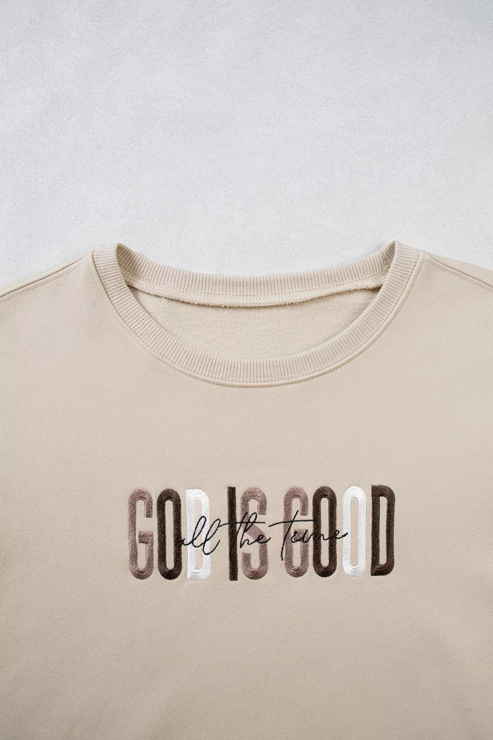 God Is Good Letter Graphic Crew Neck Sweatshirt - Lilixa.store