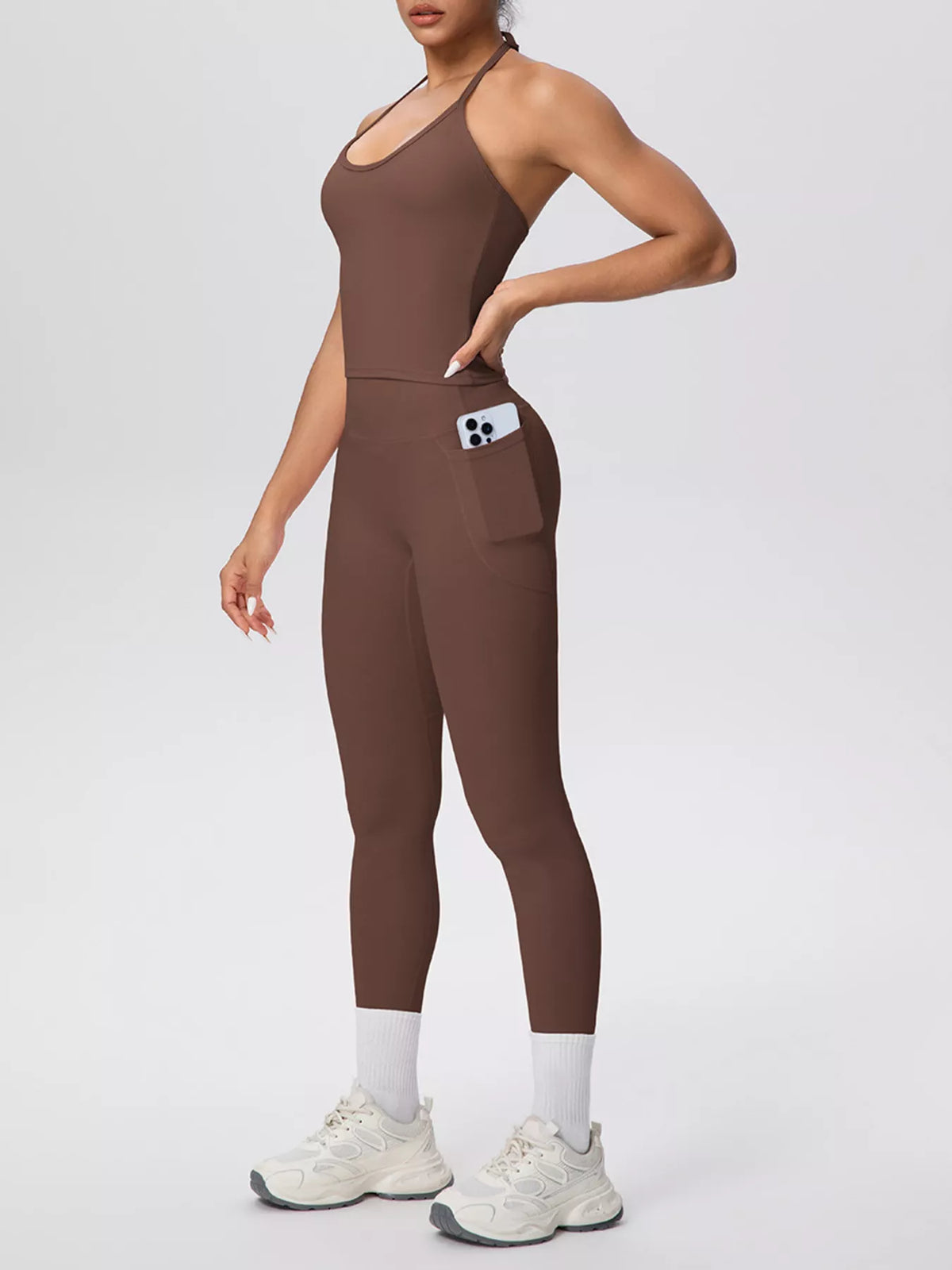 Halter Neck Cami and High-Waisted Leggings Active Set - Lilixa.store