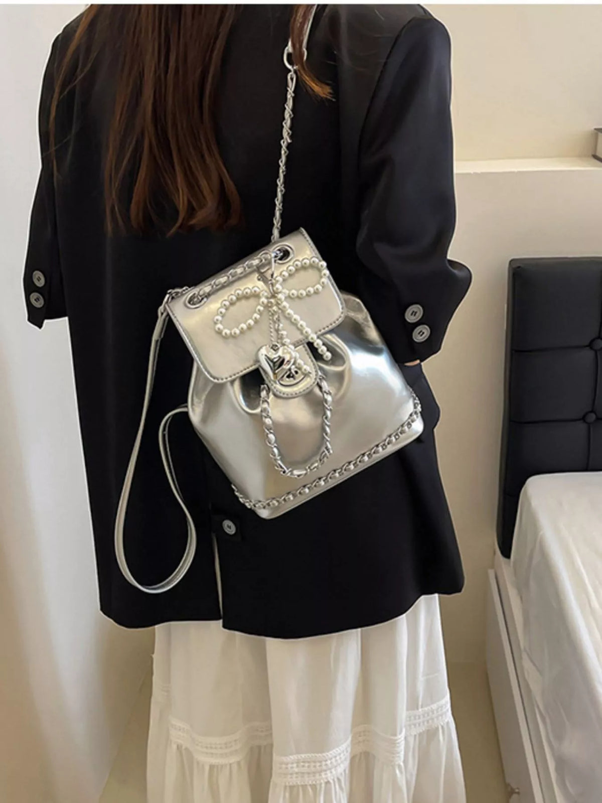Pearl Decor Backpack Bag - Lilixa.store