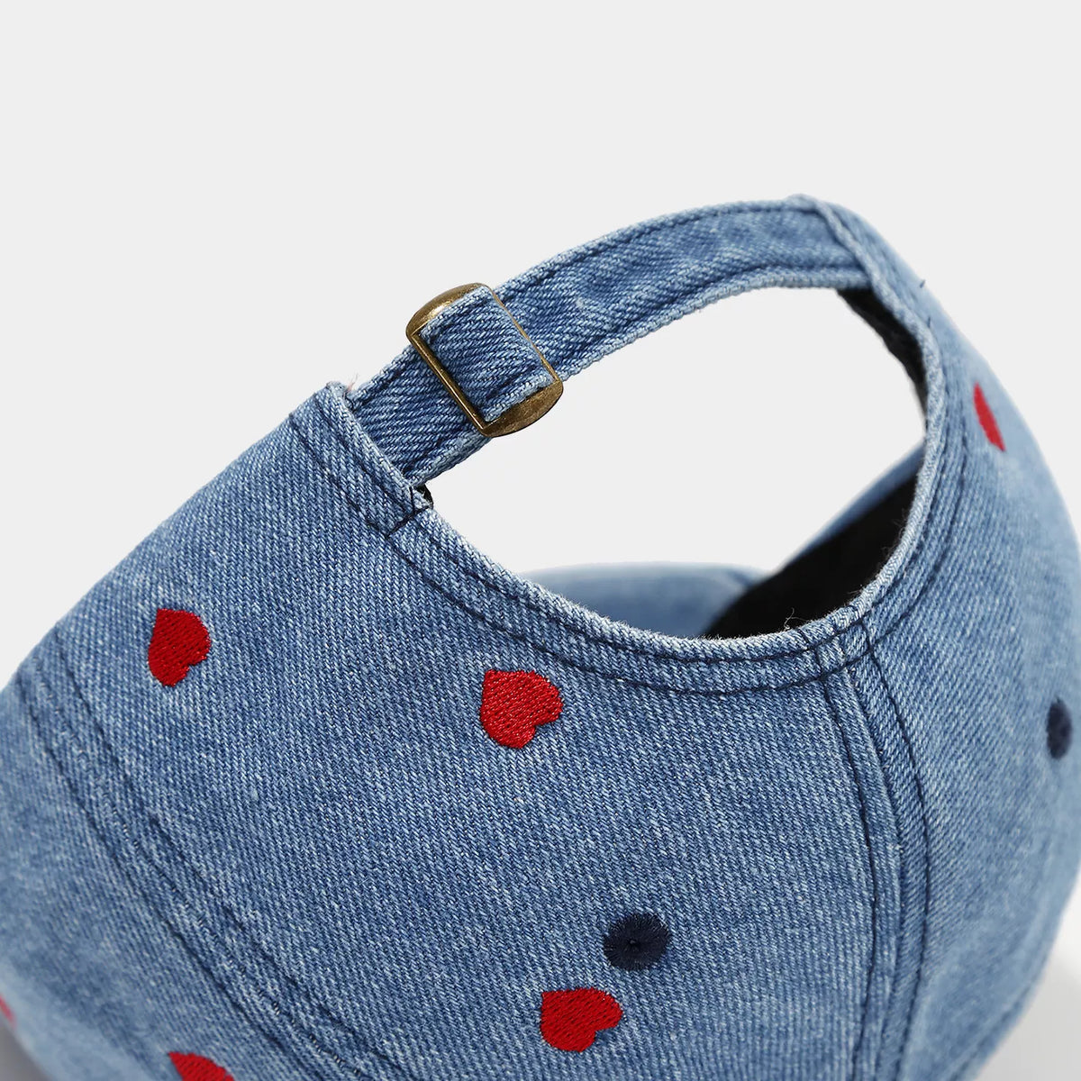 Embroidered Heart Denim Baseball Cap - Lilixa.store