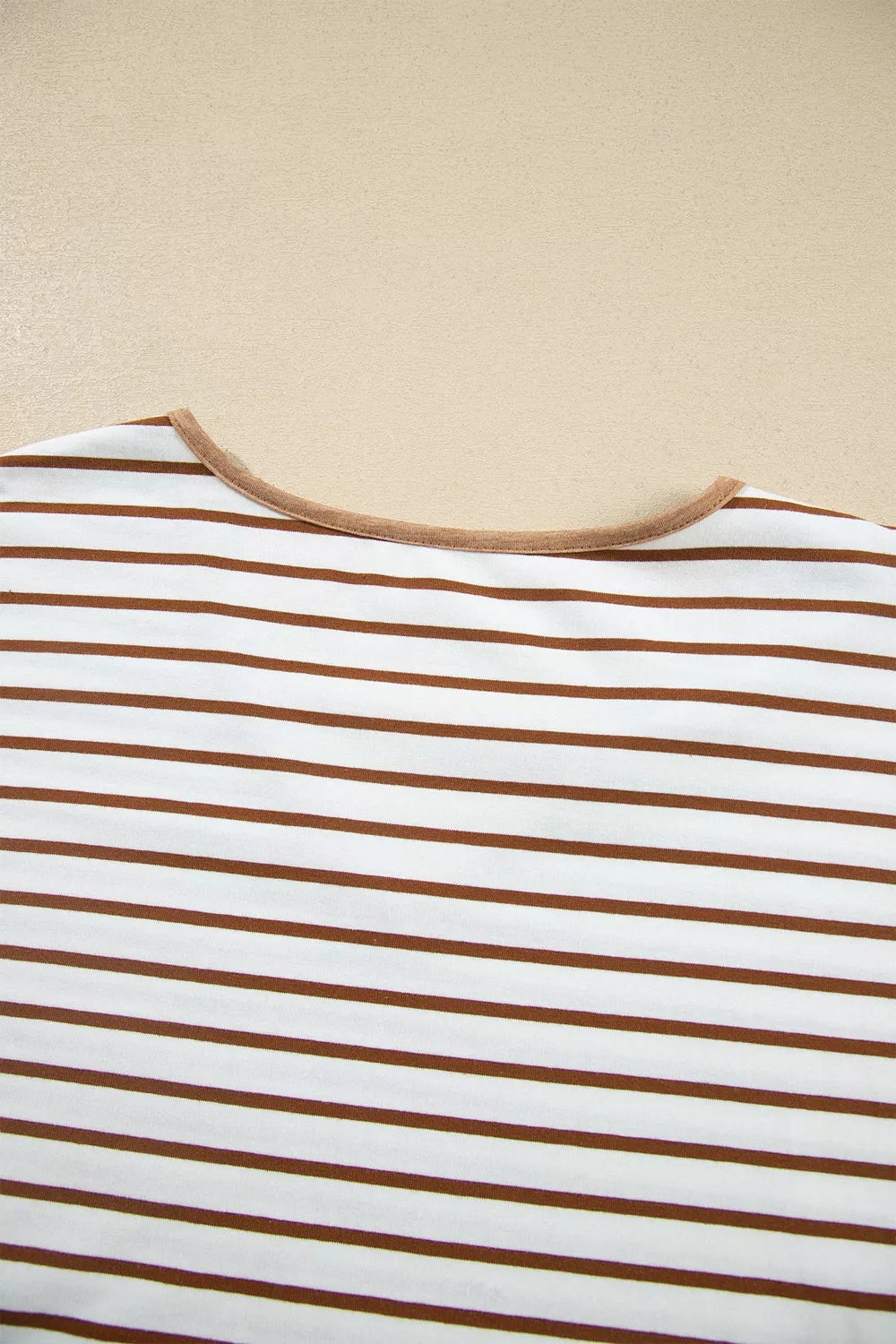 Stripe V Neck Ruffle Contrast Sleeve Top Drawstring Pants 2pcs Set - Lilixa.store