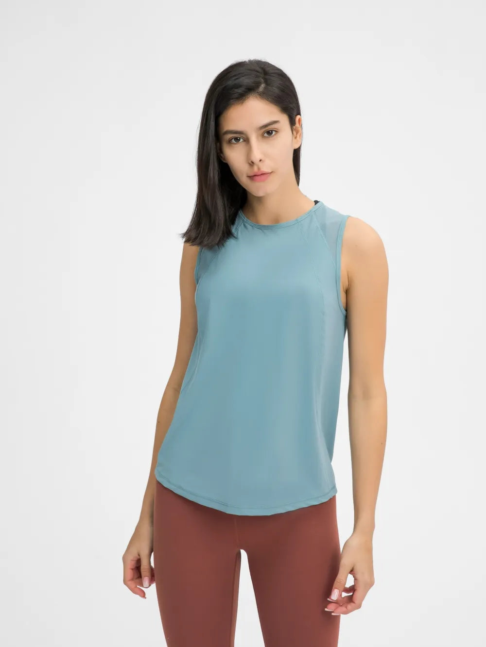 Millennia Cutout Back Round Neck Active Tank - Lilixa.store