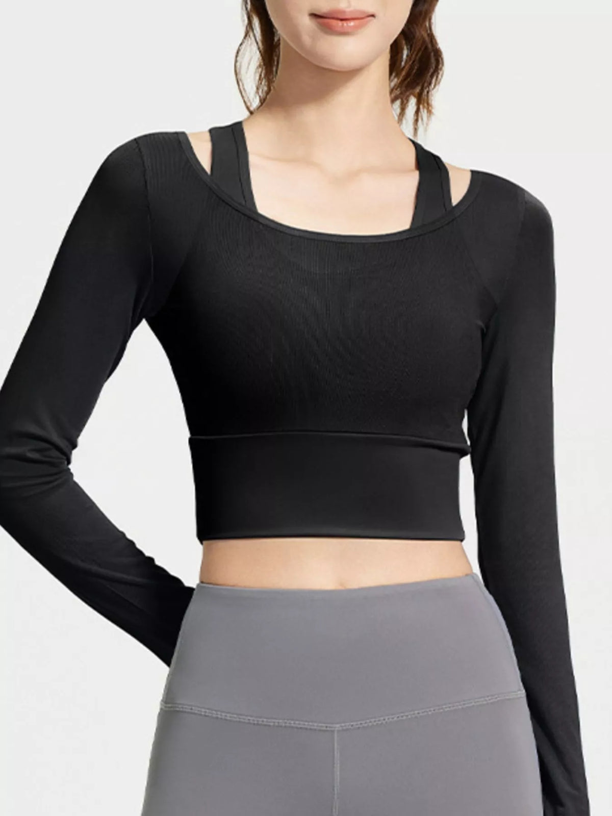 Long Sleeve Active T-Shirt with Built-in Bra