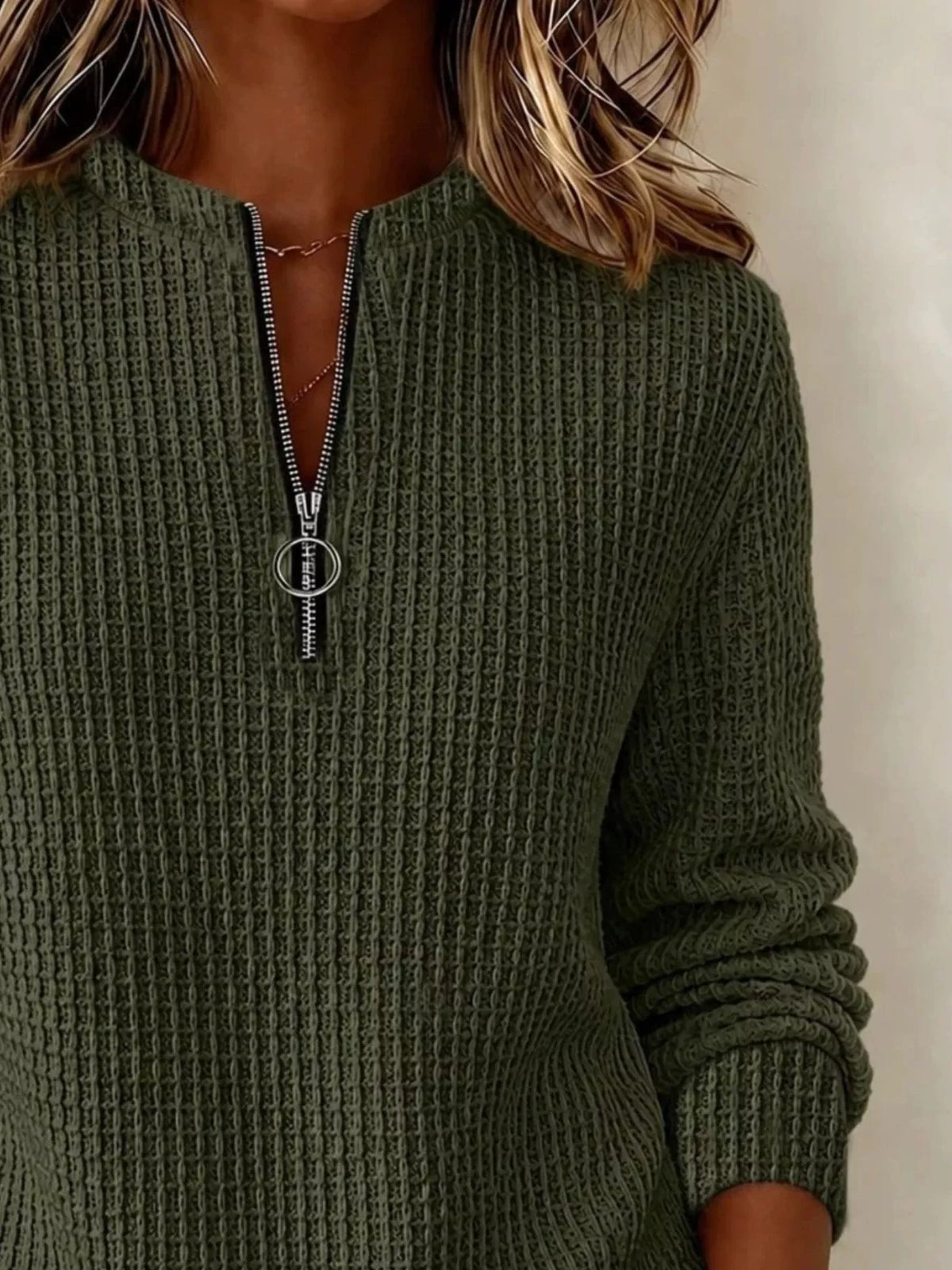 Full Size Quarter-Zip Textured Sweatshirt Plus Size, view 2